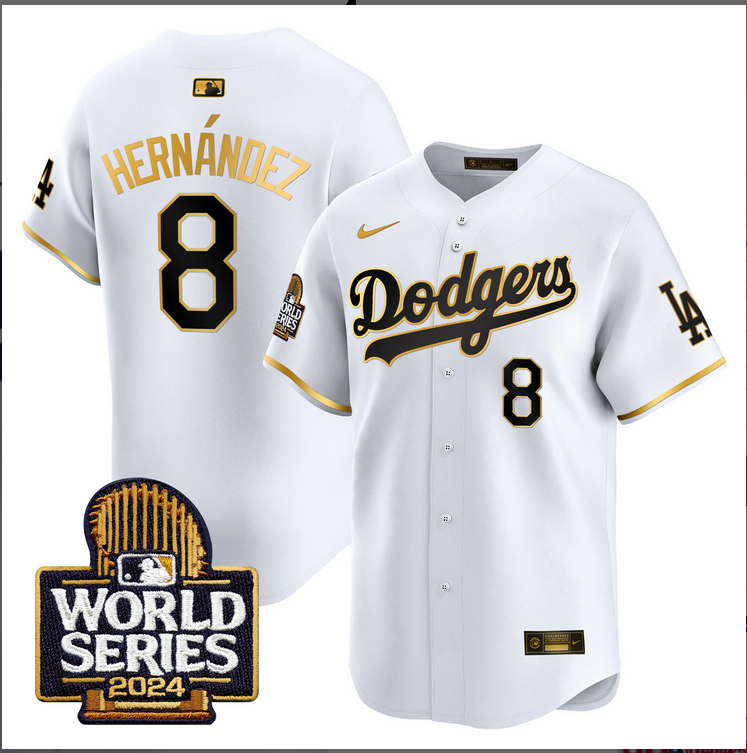 Men MLB Los Angeles Dodgers #8 Hernandez white 2024 World Series Champions Patch Limited Jersey20241105->los angeles dodgers->MLB Jersey
